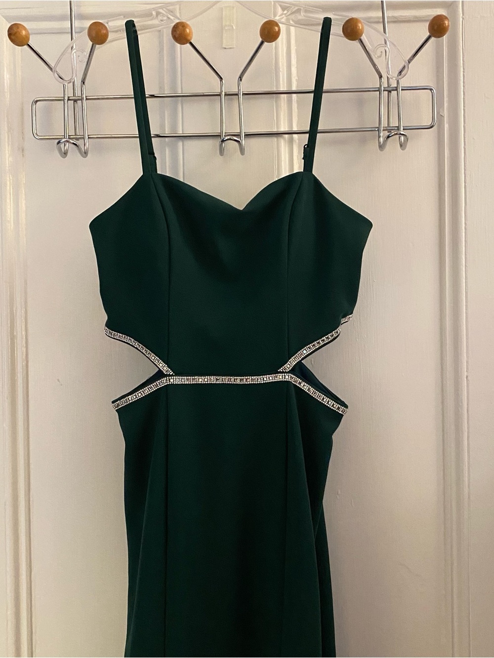 BCX Juniors Gown Womens 1 Embellished Cutout Crepe Sleeveless Hunter Green Dress